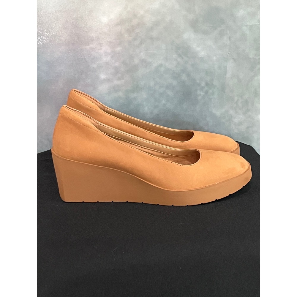 Vionic Sereno Tan Nubuck Leather Platform Wedge Pumps Women 9.5 Orthotic Support - Picture 3 of 8